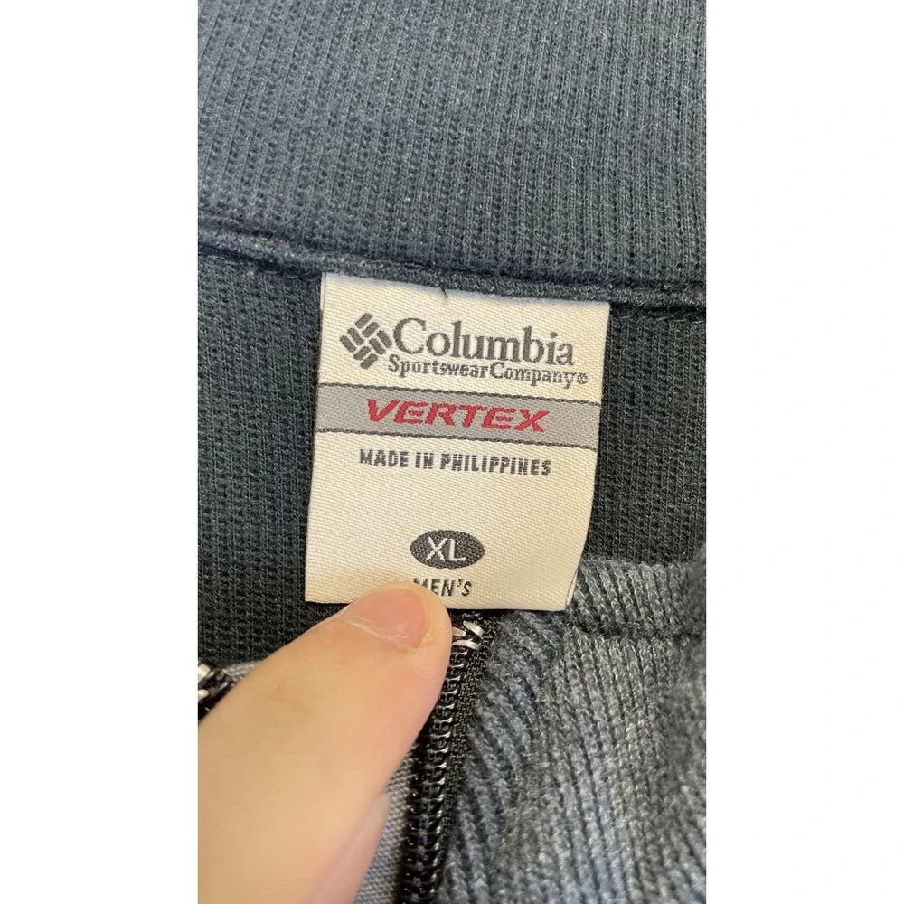 Columbia Sweater‎ Mens XL Gray Black Half Zip Vertex Chest Pocket Raglan Outdoor
